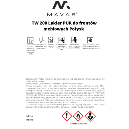 Lakier do frontów meblowych 2K TW200